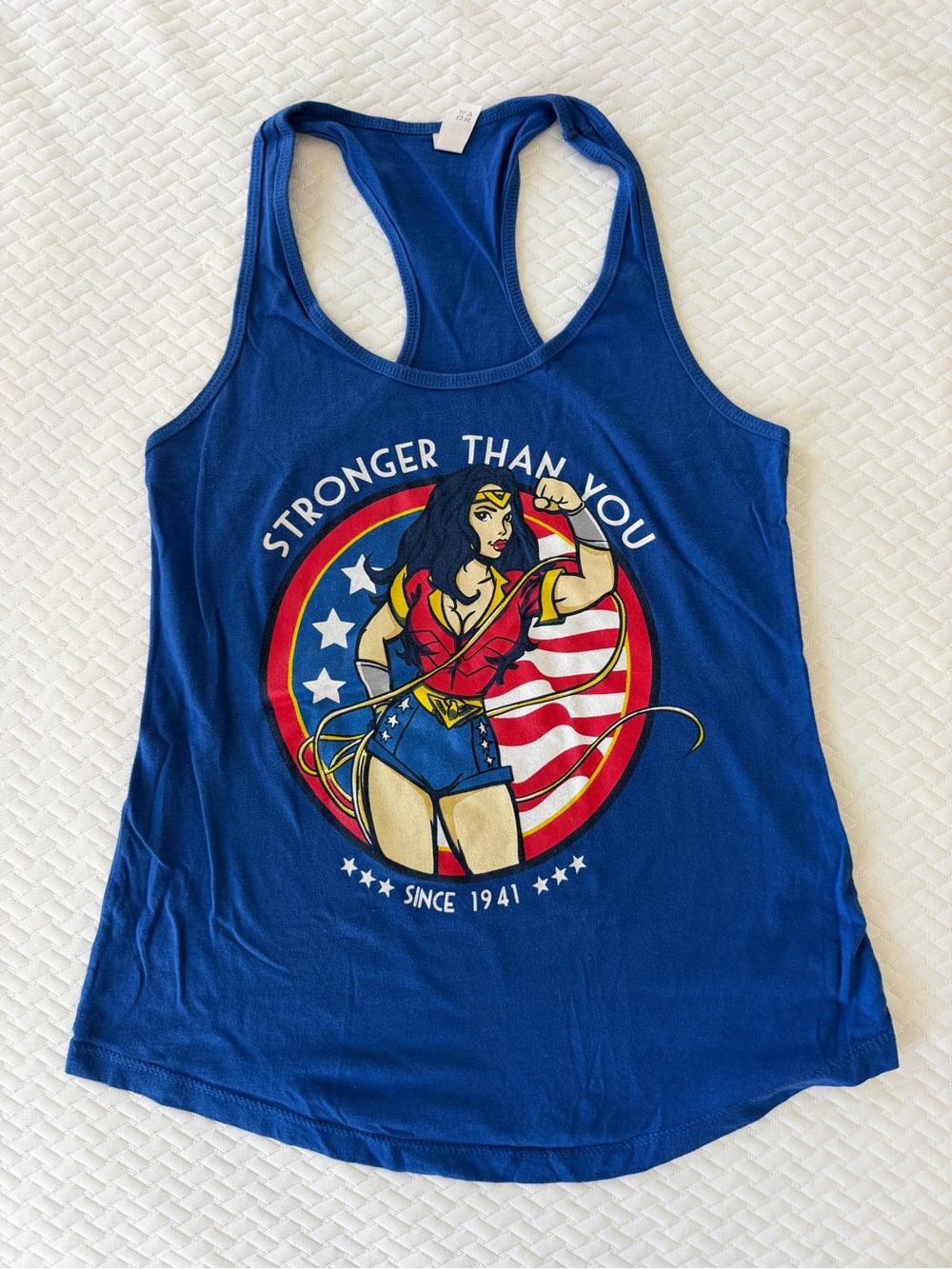 Blue Wonder Woman Graphic Racerback Tank Top